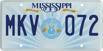 MS license plate MKV072