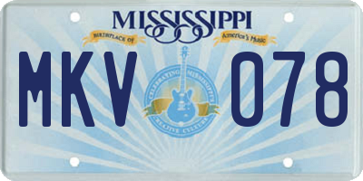 MS license plate MKV078