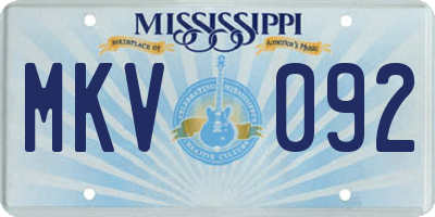 MS license plate MKV092