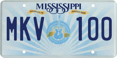 MS license plate MKV100