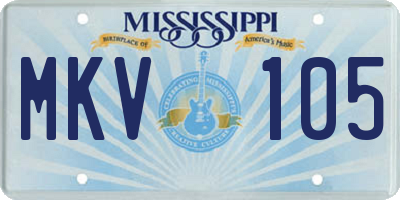 MS license plate MKV105