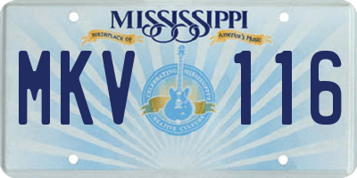 MS license plate MKV116