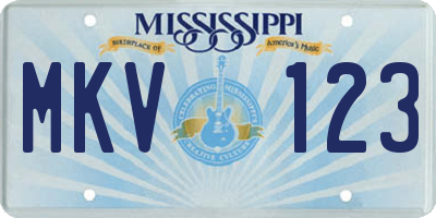 MS license plate MKV123