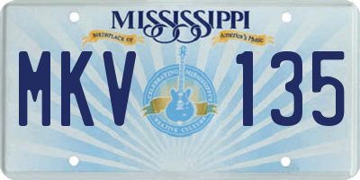 MS license plate MKV135