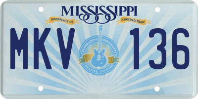MS license plate MKV136