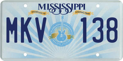 MS license plate MKV138