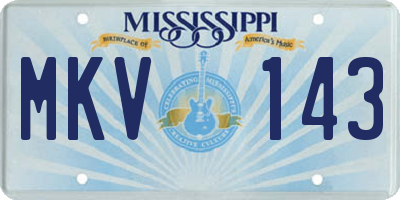 MS license plate MKV143