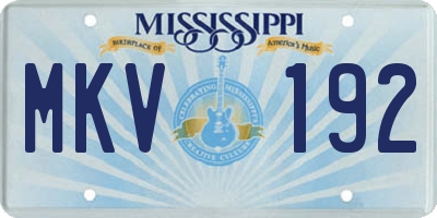 MS license plate MKV192