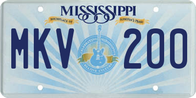 MS license plate MKV200