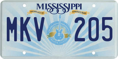 MS license plate MKV205