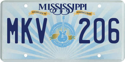 MS license plate MKV206
