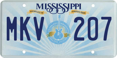 MS license plate MKV207