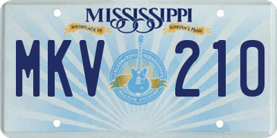 MS license plate MKV210