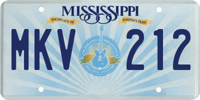 MS license plate MKV212