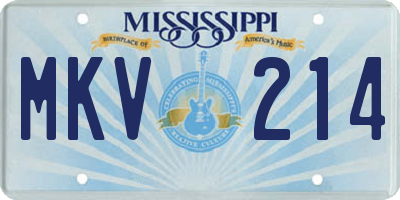 MS license plate MKV214