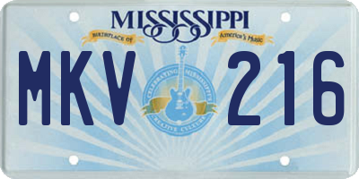 MS license plate MKV216