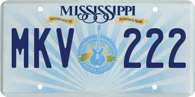 MS license plate MKV222