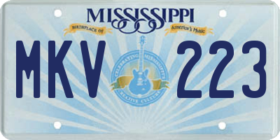 MS license plate MKV223