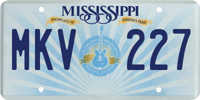 MS license plate MKV227