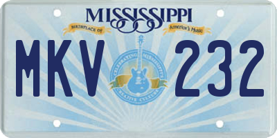 MS license plate MKV232