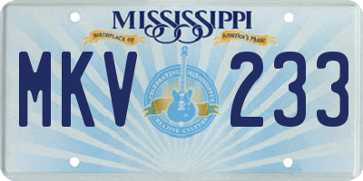 MS license plate MKV233