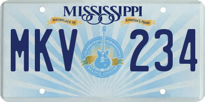 MS license plate MKV234