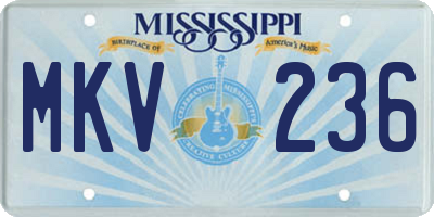 MS license plate MKV236