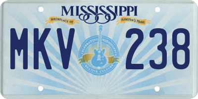 MS license plate MKV238