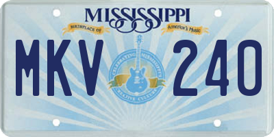 MS license plate MKV240