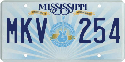 MS license plate MKV254