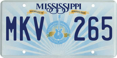 MS license plate MKV265