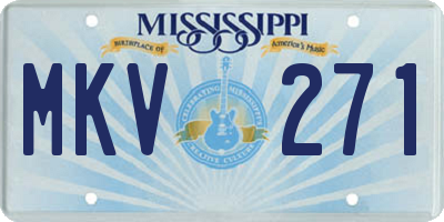 MS license plate MKV271