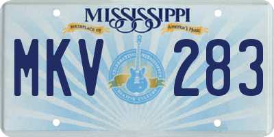 MS license plate MKV283