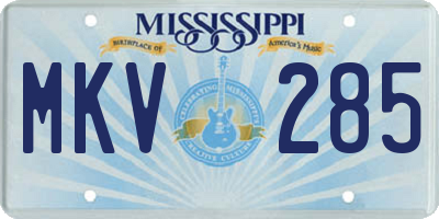 MS license plate MKV285