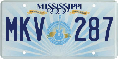 MS license plate MKV287
