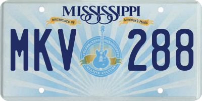 MS license plate MKV288