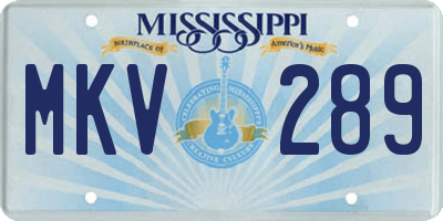 MS license plate MKV289
