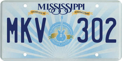 MS license plate MKV302