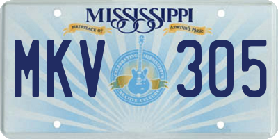 MS license plate MKV305