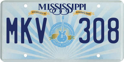 MS license plate MKV308