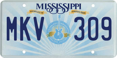 MS license plate MKV309
