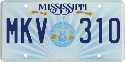 MS license plate MKV310