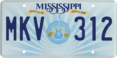 MS license plate MKV312