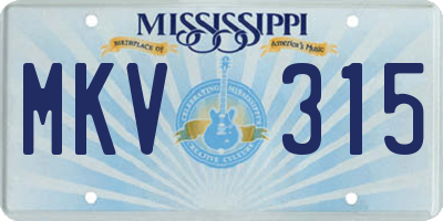 MS license plate MKV315