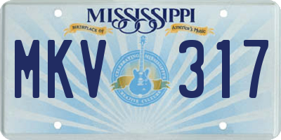 MS license plate MKV317