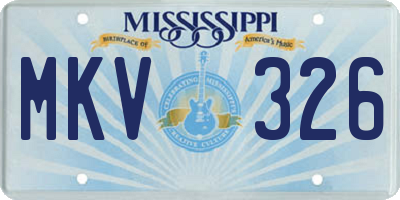 MS license plate MKV326