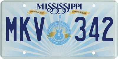 MS license plate MKV342