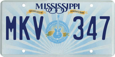 MS license plate MKV347