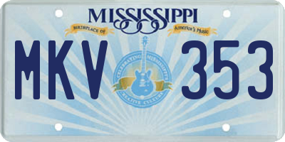 MS license plate MKV353