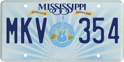 MS license plate MKV354